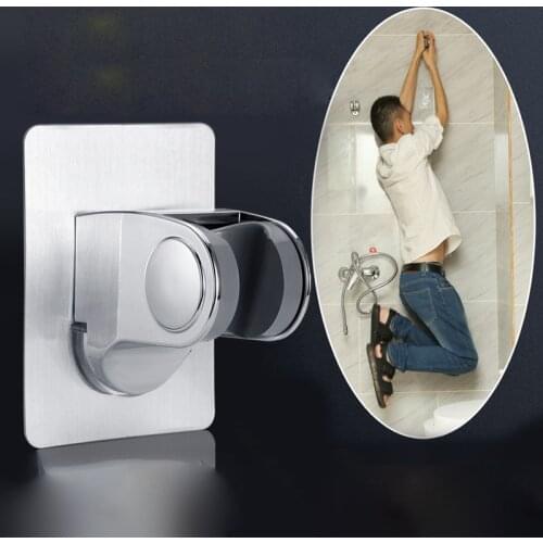 Adjustable Self-adhesive Handheld Suction Up Chrome Polished Showerhead Holder Wall Mounted Bathroom Shower Holder Bracket