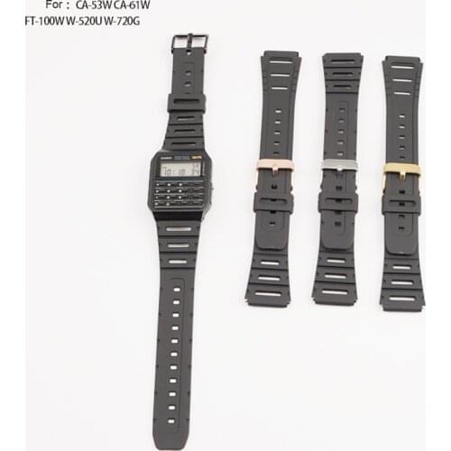 Strap watch band for Casio straps watch accessorise CA-53W CA-61W FT-100W W-520U W-720G tpu soft watchband Wristband Belt FT100W
