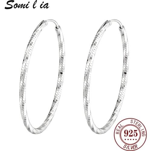 Somi lia New Collection 100% 925 Sterling Silver Color Luminous Clear CZ Circle Hoop Earrings for Women Fashion Earrings Jewelry