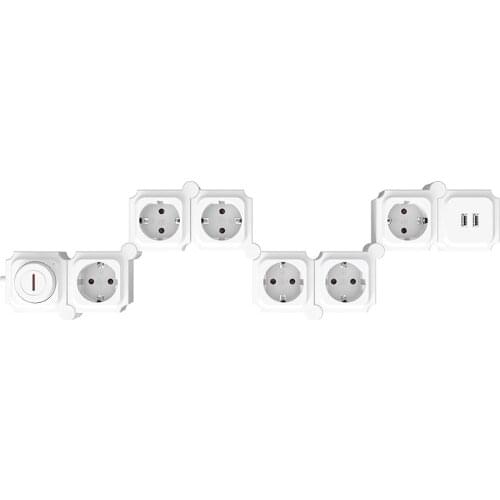 UCOMEN Power Strip, 6-way power strip, socket with 2 USB, table socket with switch, multiple socket with surge protection, 3680W