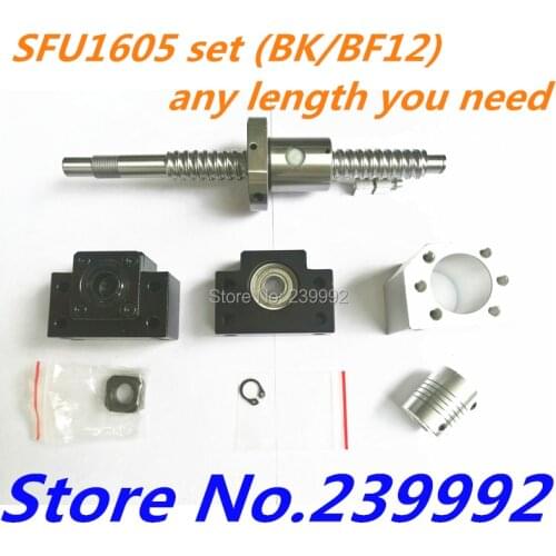 SFU1605 1300mm set : SFU1605 1300mm BK/BF12 end machined + 1605 ball nut + nut housing+BK/BF12 end support + coupler