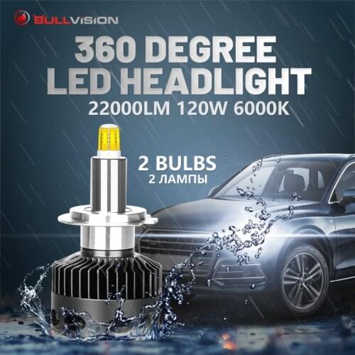 Bullvision H11 LED Headlights 2PCS 22000LM 35W CSP 360 Degree Lighting Lights D1S D2S D3S D4S D2H H1 H7 H8 H9 9005 9006 HB3 HB4