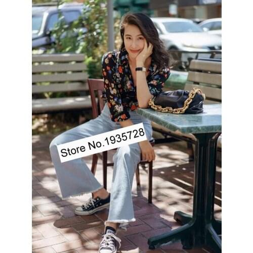 Women Viscose Silk Blend French Elegant Shirt - Early Spring Garden Small Floral Daisy Top Spring & Summer 2020 New Spot