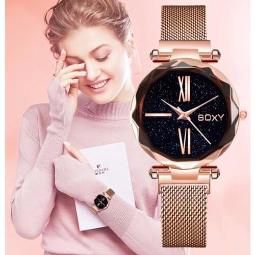 2019 Dropshipping New Fashion Women Watches Magnetic Mesh Belt Quartz Watch Ladies Casual Diamond Wristwatch relogio feminino
