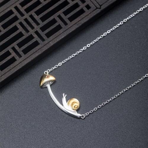 Creative Design Animal Snail Mushroom Necklace 925 Silver Jewelry for Women Artistic Lovely Sweet Jewelry gifts