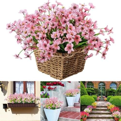 1 Bundle Outdoor Artificial Flowers No Fade Fake Violet Flowers for Home Outdoor Garden Patio Window Wedding Decoration