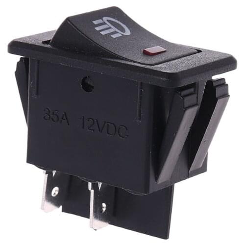 12V 35A Universal Car Fog Light Rocker Switch Red LED Dash Dashboard 4Pins