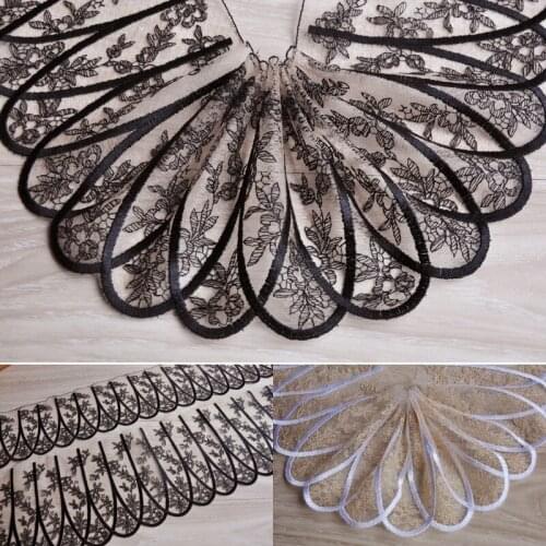 2Meters High Quality Luxury 13cm Ivory Lace Trim Mesh Fabric for Dress Underwear Cosplay LB0082