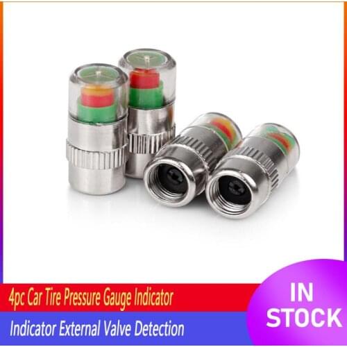 4pc Car Tire Pressure Gauge Indicator Alert Monitoring Valve Cap Sensor Not For Motorcycle Auto Car Accessories Stems & Caps