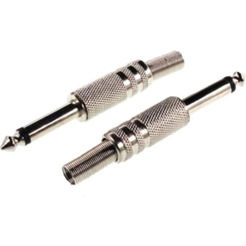 5pcs Sliver 6.35mm/6.5mm Mono Audio Plug Microphone Jack Plug-in Connector