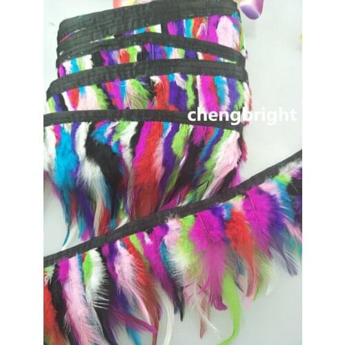 Wholesale quality 5 yards natural Turkey feather Ribbon decorative 4-6inch/10-15cm Width Clothing accessories diy Mixed color