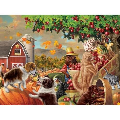 JMINE Div 5D Thanksgiving Harvest Dog Full Diamond Painting cross stitch kits art High Quality Animal 3D paint by diamonds