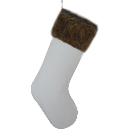 Free shipping Hot sale faux fur cuff with white velvet body Christmas Stocking Christmas tree decoration