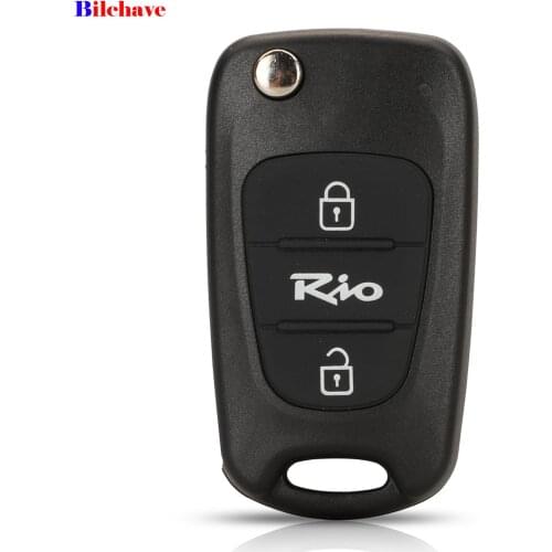 Bilchave 3 Buttons Flip Folding Remote Car Key Shell Case Cover Fob Key For Kia Rio Style With Uncut TOY40 Blade Replacement