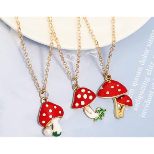 3 style red mushroom Pendant Necklace Good friend series fashion necklace
