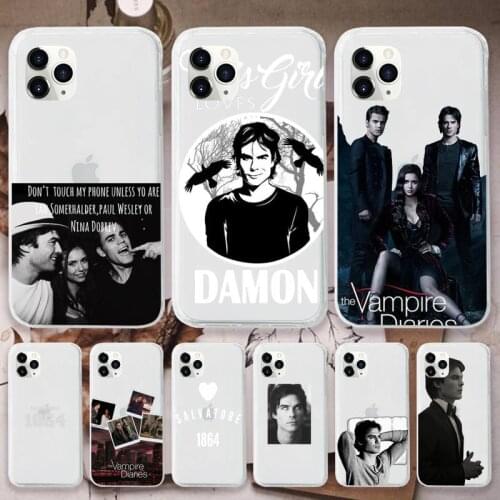 The Vampire Diaries Stefan Damon Phone Case Transparent for iPhone 11 12 mini pro XS MAX 8 7 6 6S Plus X 5S SE 2020 XR