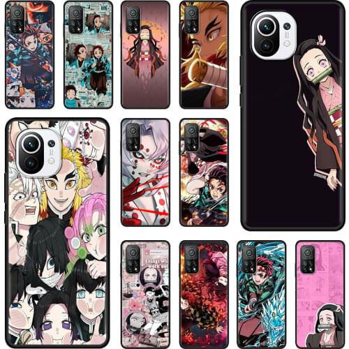 Anime Kimetsu No Yaiba Demon Slayer Case For Xiaomi Mi 10T Pro 9T Note10 Lite 11 10 5G 9 SE A2 8 CC9 CC9E Black Soft Cover Capa