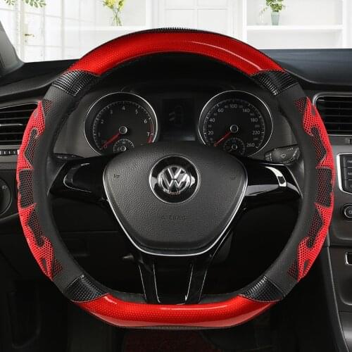 D Type Car Steering Wheel Cover For Volkswagen VW Teramont T-Roc T-cross 17-2021 Touareg III 2018-21 Scirocco 08-17 Sharan 15-21