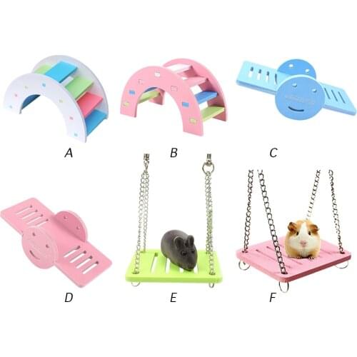 Wooden Hamster Tangram Swing Rainbow Bridge Pet Toy Seesaw Swing Toys Pet Small Animal Climbing Pet Products Tool