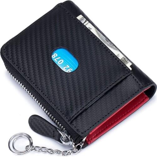 Carbon Fiber Anti Rfid Credit Card Holders Minimalist Wallets Case Men Slim Leather Business Bank Cardholder Pocket Change Purse