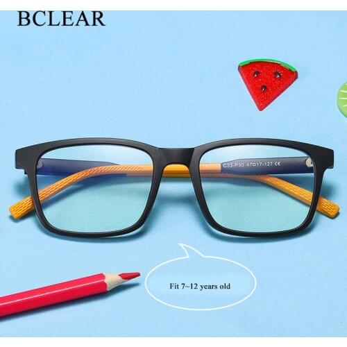 BCLEAR Anti Blue Light Kids Glasses Children Square TR90 Optical Frame Eyewear Boys Girls Computer Transparent Eyeglasses UV400
