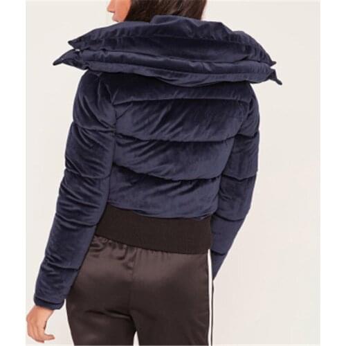 2018 European American fashion winter new solid color warm fashion sexy velvet short coat cotton clothes explosion models G128