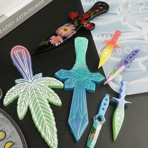 Keychain Resin Mold Swords Weapons Silicone Mold Dagger Epoxy Casting Mold for Jewelry Casting Decoration Craft Making