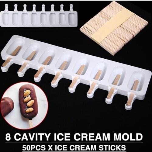 8 Cavity Mold Popsicle Ice Cream Mold DIY Ice Cube Moulds Dessert Molds Tray Ice Pop Maker Mould With Sticks