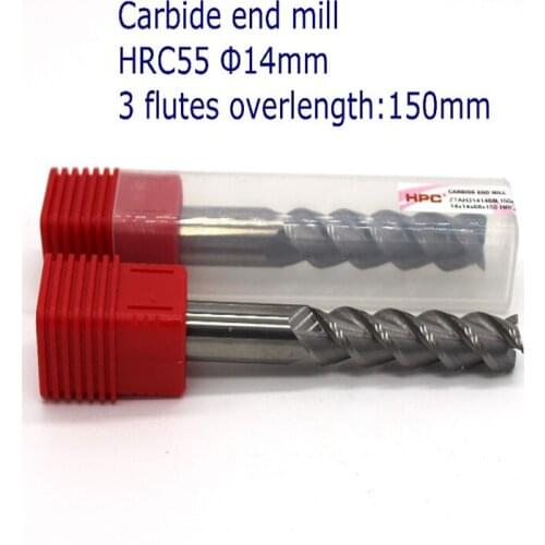Router bit 14*14*150 of 3 flutes flat end mill HRC55 carbide end milling tungsten knife CNC machine tools mills cutter