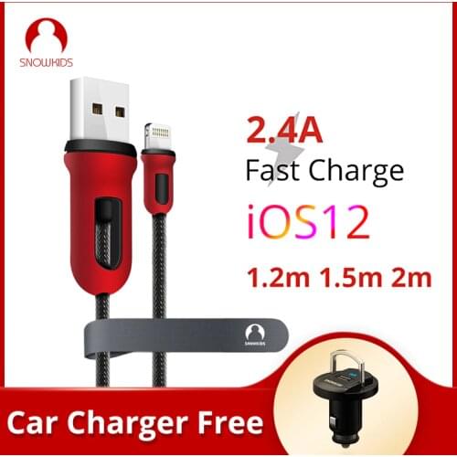 Snowkids Cable for iPhone X 8 7 6 5 XR XsMax iPad Red & Black Armor Design