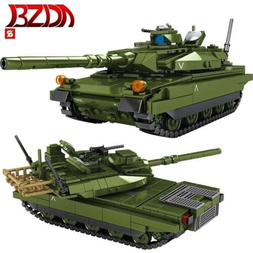 BZDA Military Series Type 10 Main Battle Tank Building Blocks Leclerc Main Battle Tank Model Bricks Toys For Kids Birthday Gifts