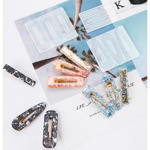 Crystal Epoxy Mold Hair Clip Silicone Mold Homemade Personality DIY Hair Clip Girl Temperament Hair Clip