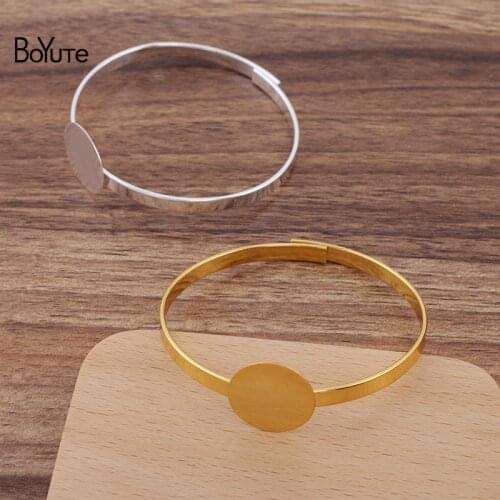 BoYuTe Custom Made (50 Pieces/Lot) 60*5MM Metal Brass Bracelet with 20MM Flat Base Handmade Diy Jewelry Accessories Materials