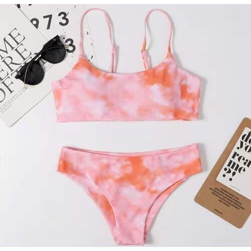 2021 Trend Fashion Women High Waist Shorts Push Up Colorful Sexy Swimsuit Top Two-piece Set Womens Swimwear Surfwear Bikinis