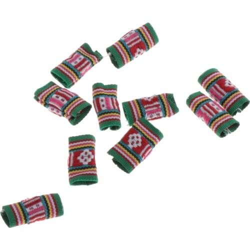 Set of 10 Fabric Dreadlock Beads Hair Decoration Clips Braids Pendants 5-7mm