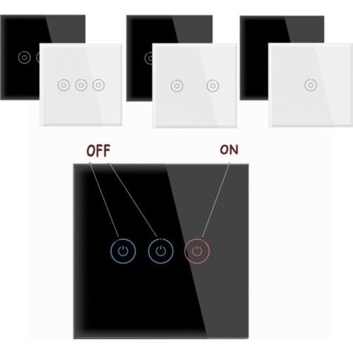 No Neutral Wire Touch Toughened Glass Wall Switch Panel Wet Hand Touch Fireproof Smart Home Touch Switch With Fluorescent Lamp