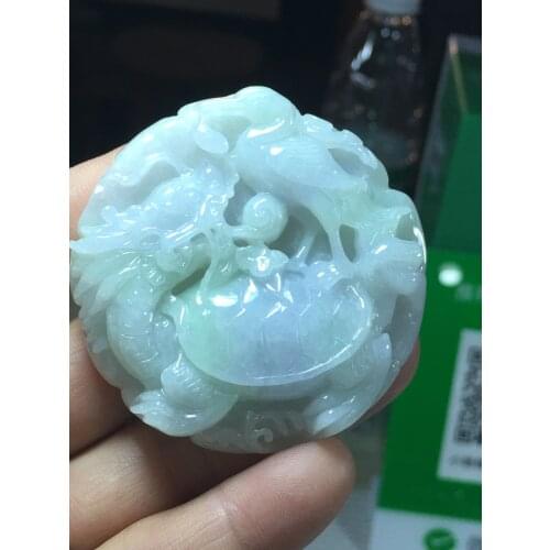 Natural Myanmar jade A HandCarved dragon turtle jadeite green jade pendant jade necklace pendants jewelry jade necklaces