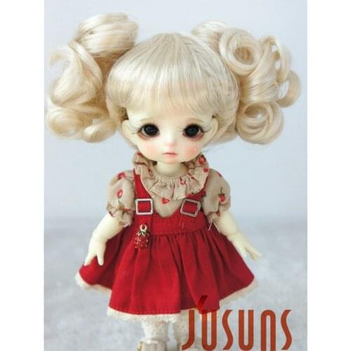 JD275 1/8 synthetic mohair doll wigs 5-6inch Lovely two curly pony BJD wig fashion doll accessories