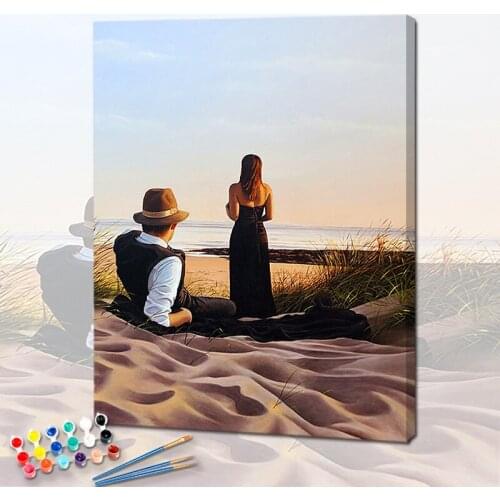 PhotoCustom 60x75cm Paint By Numbers For Adult Seascape DIY Oil Painting By Numbers On Canvas Scenery Frameless Home Decor