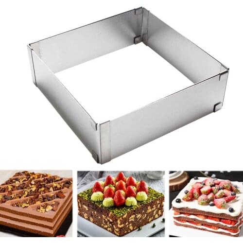Adjustable 15-28CM Baking Moulds Stainless Steel Square Shape Mousse Cake Decoration Accessories Kitchen Essential Bakeware
