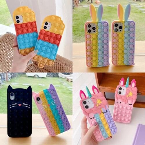 Release Pressure Push It Bubble Adult kids Game Decompression Case for iPhone 12 Pro Max 11 X XS XR 7 8 Plus 6 6S SE 2020 Capa