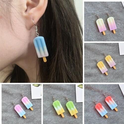1Pair Emulational Ice Cream Earrings Summer Refreshing Color Eardrop Fashion Creative Woman Girls Sweet Cute Jewelry