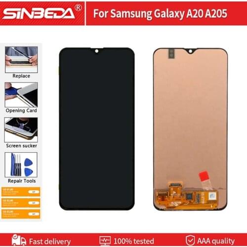 Sinbeda 6.4" For Samsung Galaxy A20 A205 SM-A205F A205FN LCD Display Touch Screen Digitizer For Samsung A20 A205 Display A205GN