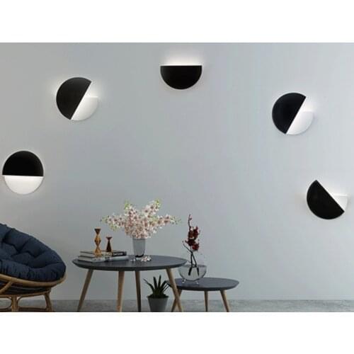 LED Wall Lamp 360 Degree rotation adjustable bedside Lights white Black creative Wall Lamp Modern bedroom loft aisle Lamp