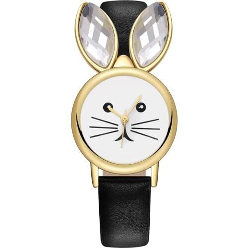 Vansvar Fashion Simple Cute Rabbit Diamond Dial Belt Lady Quartz Watch Girls Gift Quartz Watch relogio feminino Top Clock XB40