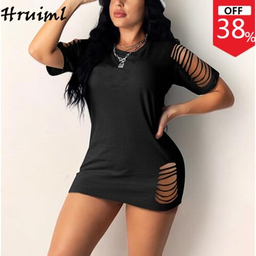 Wholesale Female Clothes Short Sleeve Plus Size Dresses Women Solid Hole Burnt Flower Technology Fashion Casual Women Dress