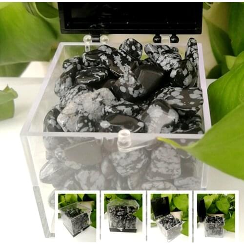 1 Box High Quality Natural snow black obsidian crystal polished tumbled stone