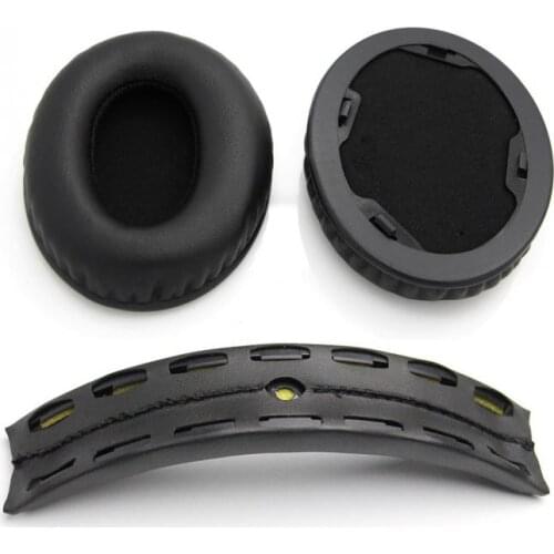 1 Pair Replacement Ear Pads with Headband Cushion for Beates Studio 1.0 Headphone White/Black