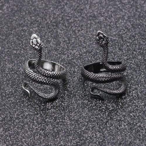1 Pcs Stereoscopic New Retro Punk Exaggerated Snake Ring Fashion Personality Snake Opening Adjustable Ring Jewelry As Gift