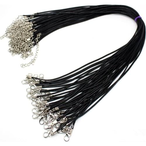 10pcs/lot Clasp String Black PU Leather Cords Rope Necklace For Making DIY Chain Necklace Accessories Jewelry Findings